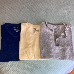 3-pack Lucky Brand Venice Burnout Tees, Mediums, heathered gray, yellow, blue